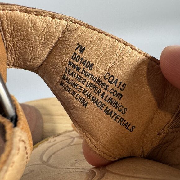 S Born Captiva Toe Loop Sandals Womens 7M Tan Leather Silver Ring Slides Flats - Picture 6 of 6